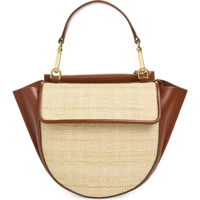 Wandler Mini Hortensia Two-tone Leather & Raffia Handbag In Brown