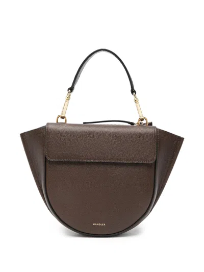 Wandler Mini Leather Top-handle Shoulder Bag In Marrone