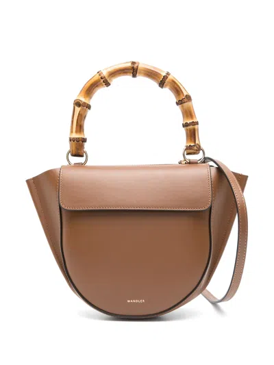 Wandler Mini Magnetic Closure Handbag With Detachable Strap - 27 X 17.5 X 5 Cm In Brown