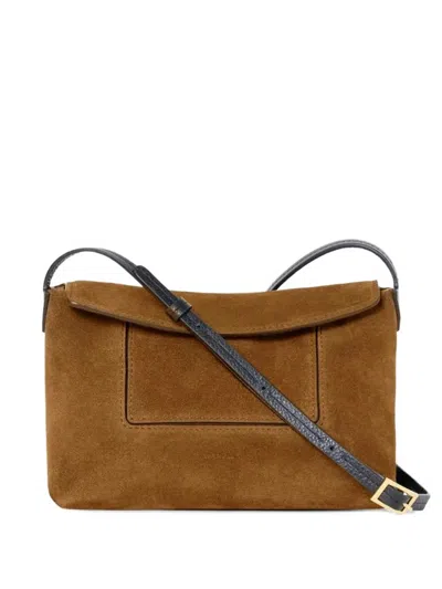 Wandler Mini Penelope Suede Flap Shoulder Bag In Brown