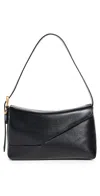Wandler Oscar Foldover Top Shoulder Bag In Black Fiber