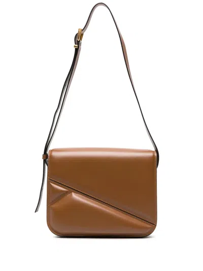Wandler Oscar Trunk Medium Leather Cross-body Bag In Braun