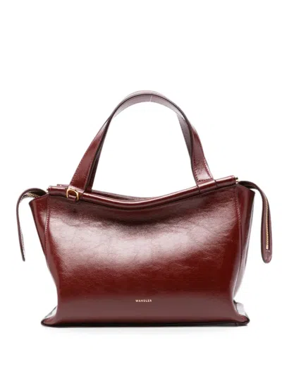 Wandler Patent-finish Leather Tote Bag In Burgundy