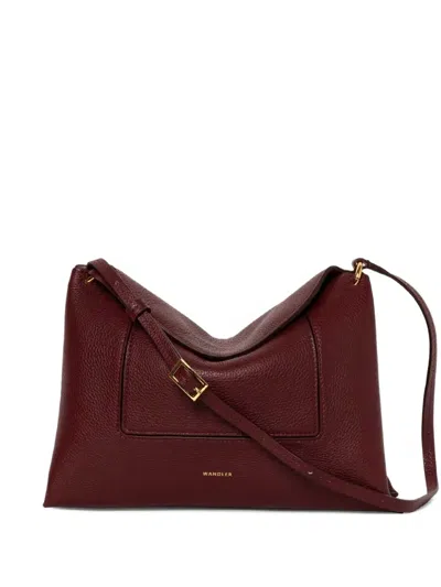 Wandler Penelope Flap-detail Leather Shoulder Bag In Red