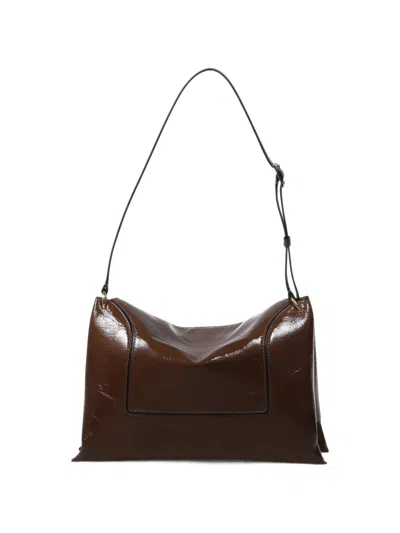 Wandler Penelope Patent Leather Shoulder Bag In Orange