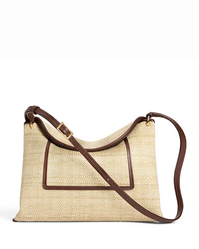 Wandler Penelope Raffia Slouch Crossbody Bag In White