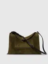 Wandler Penelope Slouch Bag Olive Suede In Green
