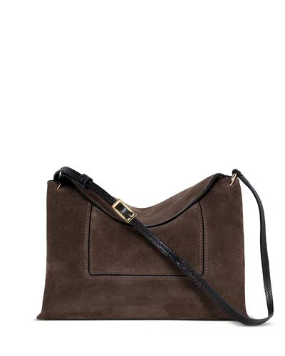 Wandler Penelope Small Slouch Palisander Suede Crossbody Bag In Brown