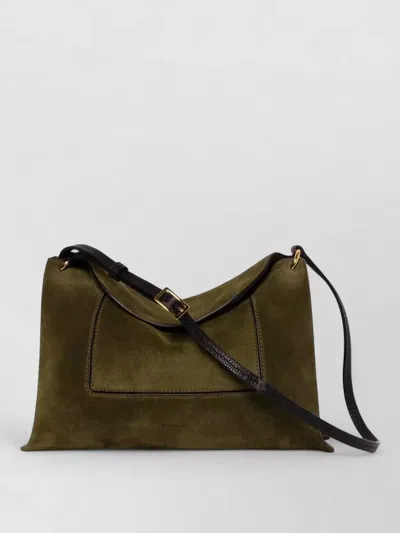 Wandler Penelope Suede Shoulder And Crossbody Bag In Green