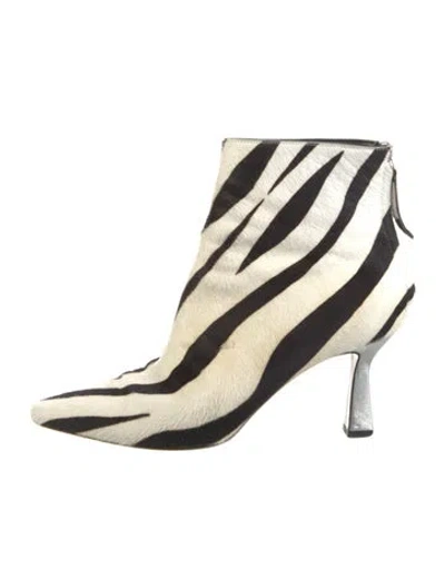 Pre-owned Wandler Ponyhair Animal Print Boots In White