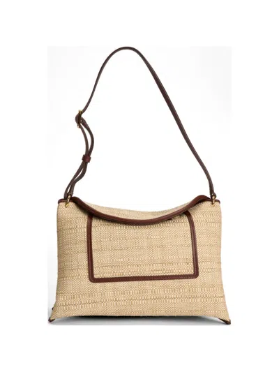 Wandler Raffia Trim Tote Bag In Red