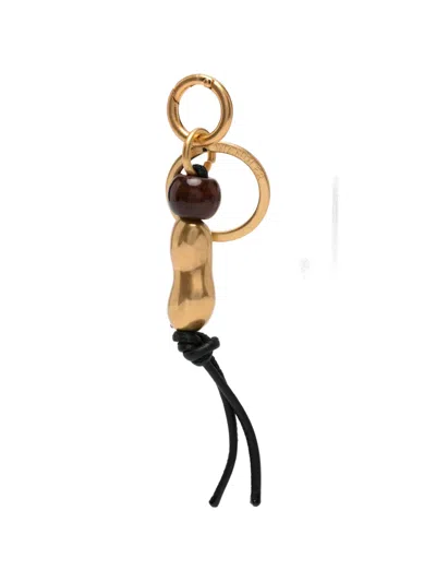 Wandler Sculptural-charm Leather-trim Keyring In Gold