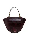 Wandler Snakeskin Half-moon Tote Bag In Red