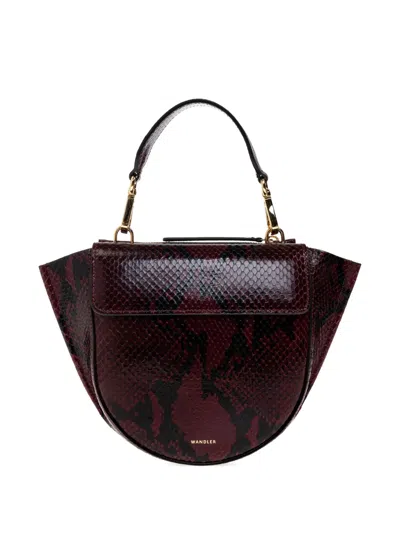 Wandler Snakeskin Half-moon Tote Bag In Red