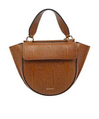 Wandler Hortensia Logo Embossed Tote Bag In Brown