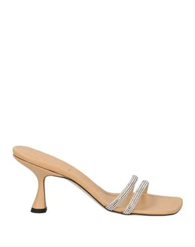 Wandler Woman Sandals Camel Size 8 Leather In Beige