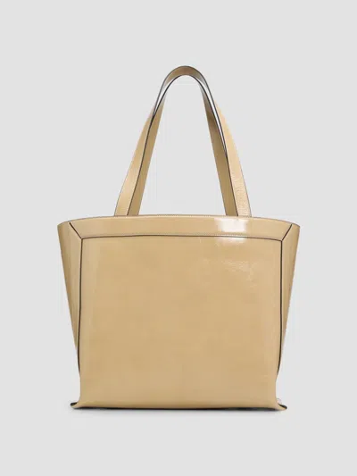 Wandler Women's Ida High-gloss Leather Tote Bag In Sand Glaze
