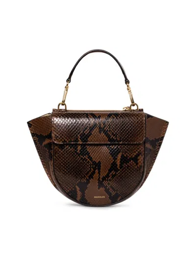 Wandler Women's Mini Hortensia Pytthon-embossed-leather Top Handle Bag In Brown
