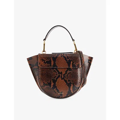 Wandler Womens Hortensia Mini Leather Top Handle Bag Brown Python - 5837