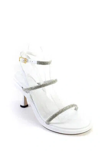 Pre-owned Wandler Womens June Anklet Sandals - White / Strass Size 38