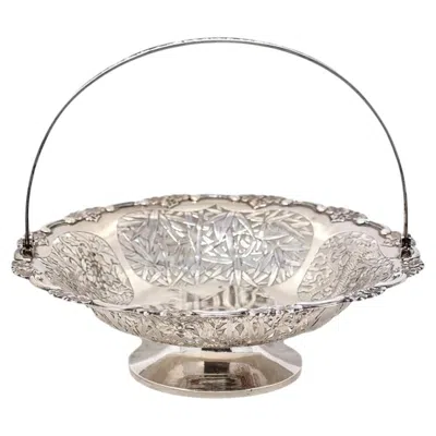Pre-owned Wang Hing & Co. Chinese Antique Solid Silver Basket By Wang Hing Qing Period