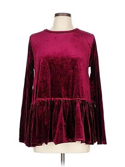 Pre-owned Wanna B Long Sleeve Blouse In Burgundy