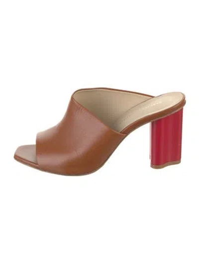 Pre-owned Want Les Essentiels De La Vie Leather Colorblock Pattern Slides In Brown