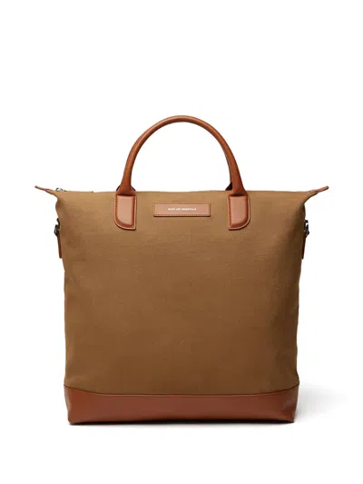 Want Les Essentiels De La Vie Logo-patch Cotton Tote Bag In Brown
