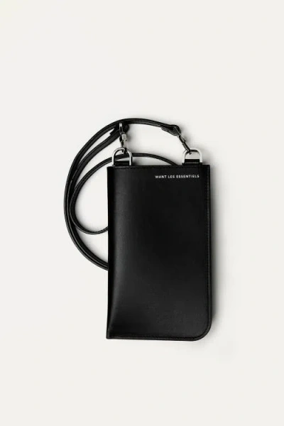 Want Les Essentiels De La Vie Want Les Essentiels Arch Smooth Leather Phone Bag In Black