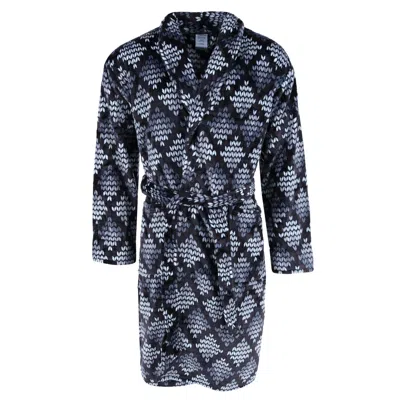 Wanted Men's Diamond Pattern Plush Robe In Black