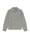 Wao Boucle Tweed Shirt Jacket In Black & White