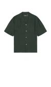 Wao Boxy Linen Shirt In Dark Green