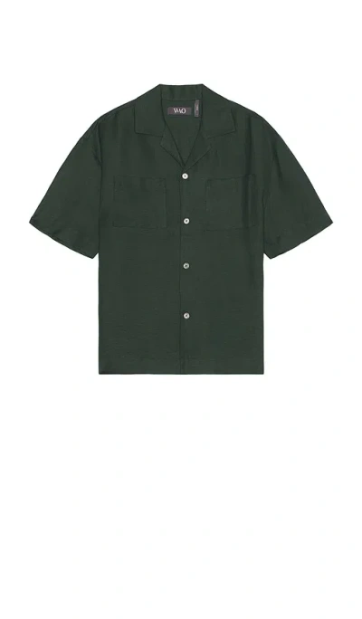 Wao Boxy Linen Shirt In Forest Green