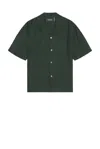 Wao Boxy Linen Shirt In Forest Green