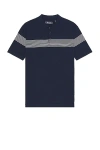 Wao Chest Stripe Polo In Navy & Ivory