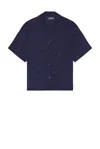 Wao Crinkled Short Sleeve Shirt In Navy