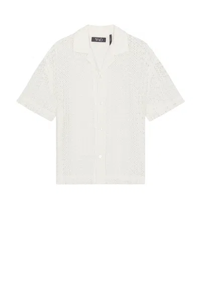 Wao Crochet Lace Camp Shirt In Ivory