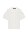 Wao Crochet Lace Camp Shirt In Ivory