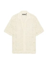 Wao Floral Crochet Camp Shirt In 내추럴
