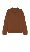 Wao Long Sleeve Knit Polo In Cocoa