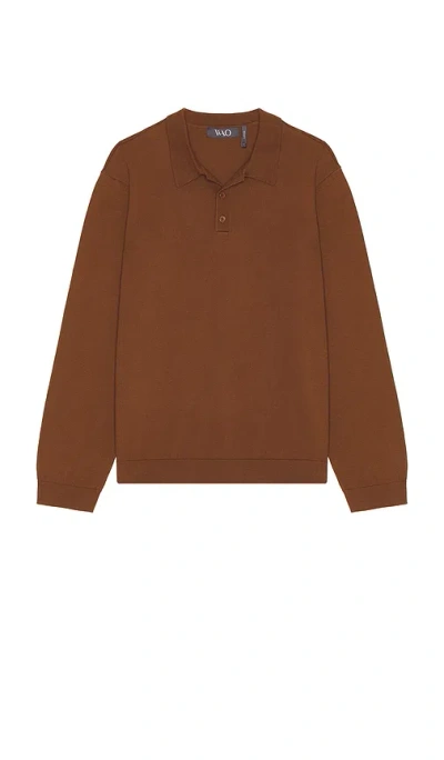 Wao Long Sleeve Knit Polo In Cocoa