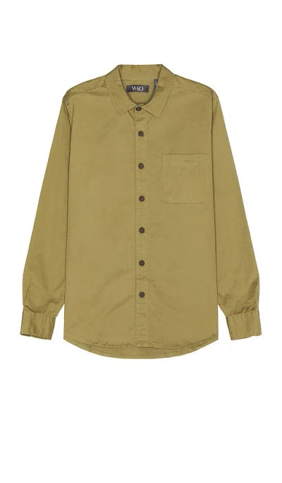 Wao Long Sleeve Twill Shirt In Olive