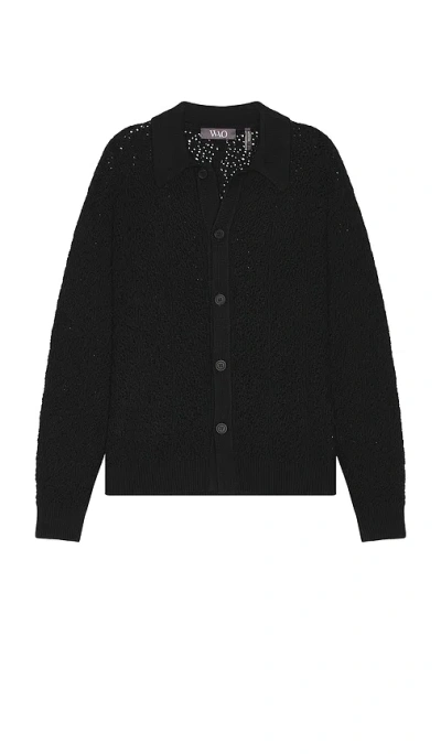 Wao Open Knit Long Sleeve Shirt In Black