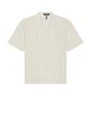Wao Relaxed Stripe Short Sleeve Shirt In Off White