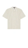 Wao Relaxed Stripe Short Sleeve Shirt In Off White