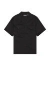 Wao Satin Western Short Sleeve Shirt In 블랙