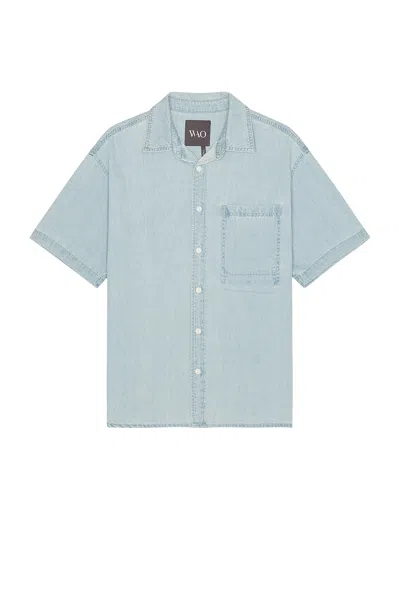 Wao Short Sleeve Denim Shirt In Light Blue