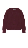 Wao Solid Brushed Cardigan In Burgundy
