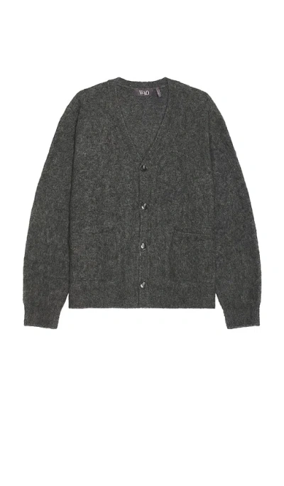 Wao Solid Brushed Cardigan In Grey