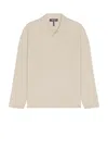 Wao The Textured Long Sleeve Polo In Beige